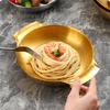 1 szt. Garnek ze stali nierdzewnej z płaskim dnem; złoty dwuuszny zintegrowany talerz na owoce morza; garnek do ramenu; restauracja owoce morza suchy garnek; pasta snac