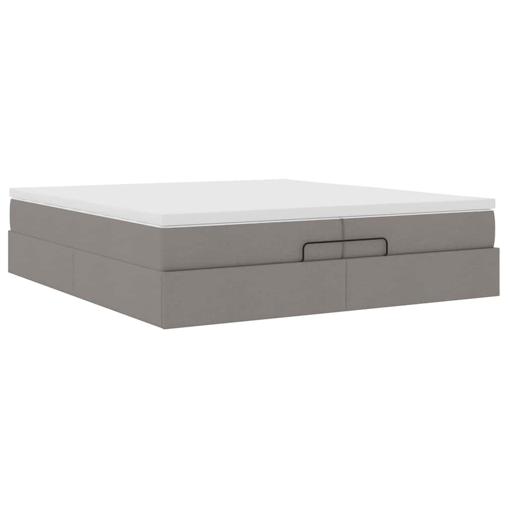 Ottoman Bed with Mattresses Taupe 200x200 cm Fabric