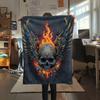 Winged Skull  Print Flannel Blanket, High Quality Comfortable for All Seasons, Home Decor, Warmth and Comfort