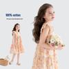 Girls' Floral Flutter Sleeve Cotton Princess Dress