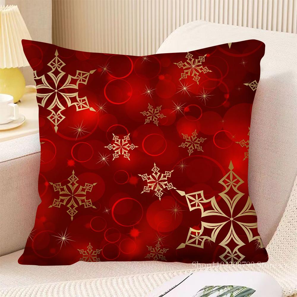 Red Christmas Pillow Case Fashion Square Pillowcase Bedroom Sofa Room Ins Decoration Leisure Cushion Cover 40x40