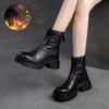 Fashion GKTINOO Genuine Leather Ankle Boots Women Shoes 2025 New Autumn Winter Round Toe Square Heel Zip Handmade Leisure Women Boots