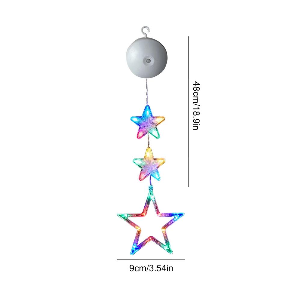 Christmas Star Window Light Decoration with Suction Cup for Xmas Home Shop Party Gifts for Glass Indoor Outdoor Decor Pendant