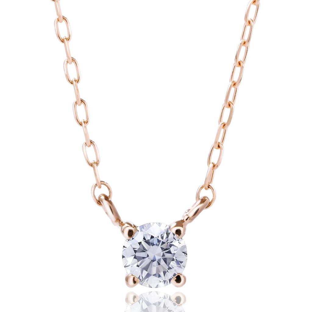 LEGAN Necklace 1 Diamond Natural Diamond K18PG Pink Gold 4 Prongs Made In Japan 0.1ct Women's