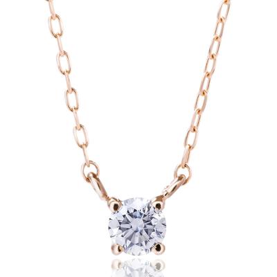 LEGAN Halskette 1 Diamant Naturdiamant K18PG Roségold 4 Krappen Hergestellt in Japan 0,1 Karat Damen