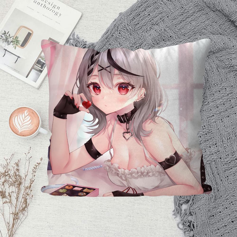 1PC Anime Girl Hololive Sakamata Chloe Game Pillow Case Sofa Decorative Home Double-sided Printing Short Plush Cushion Cover