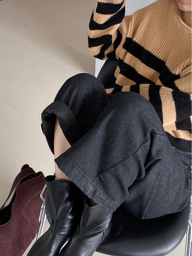 

Женские черные бархатные узкие прямые джинсы Jiangzuo с высокой талией - универсальные для зимы L