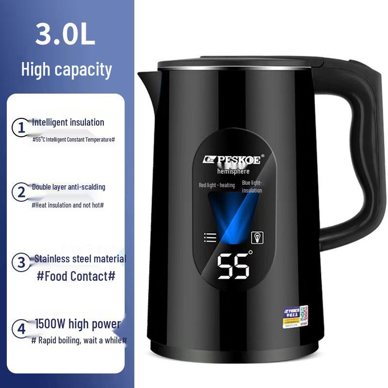 Positive Hemisphere Stainless Steel Electric Kettle with Auto Shut-Off