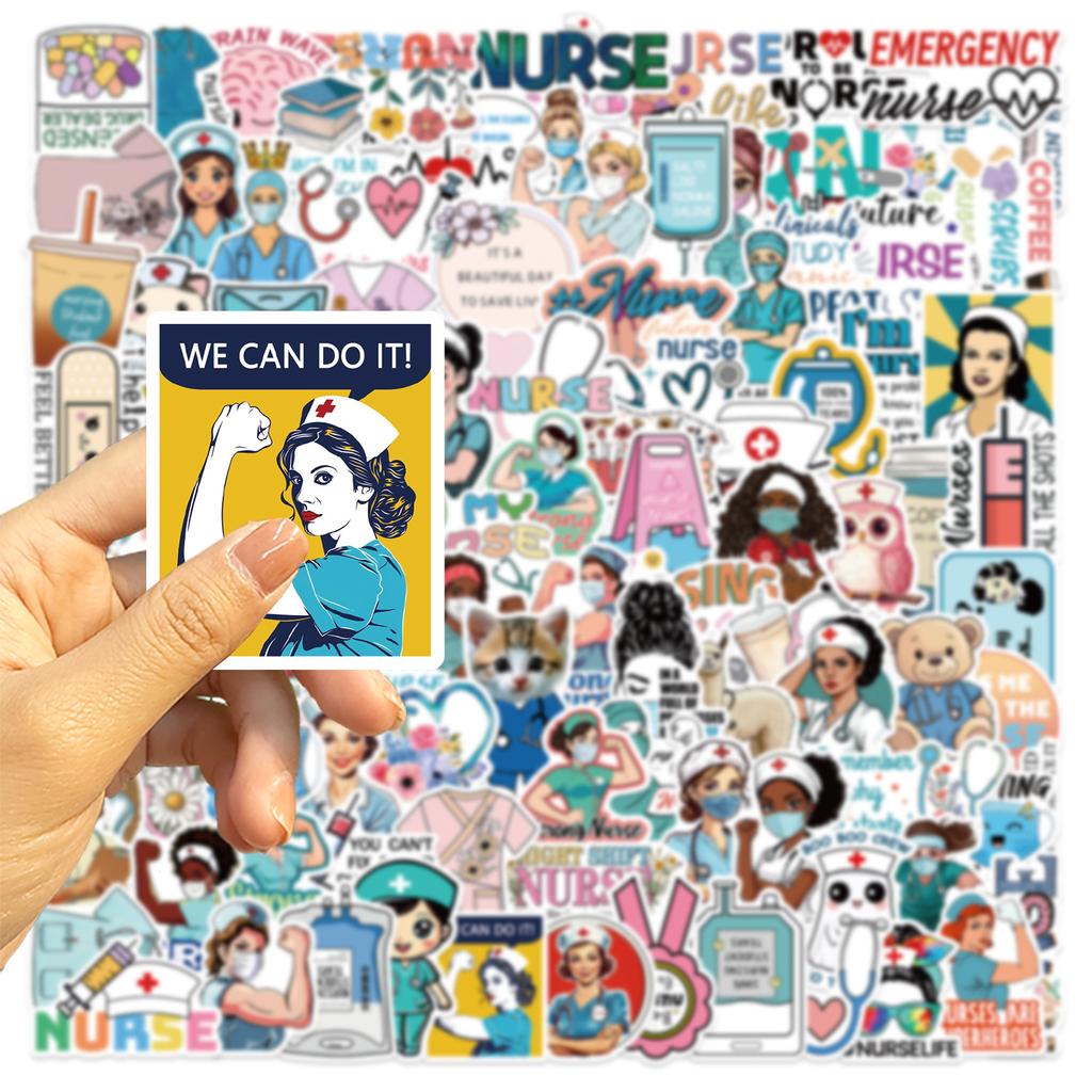 100 Cartoon Nurses' Day Graffiti Stickers DIY Decorative Guitar Notebook Suitcase DIY Waterproof