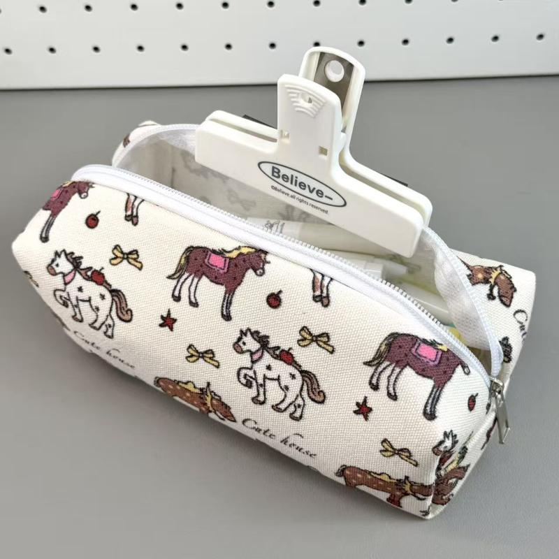 1Pcs Creative Cute Pony Pencil Case Large Capacity Storage Pencil Bags Multi-Functional Stationery Organizer Bag