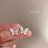 Silver Needle Mother-of-pearl Zircon Butterfly Earrings Sweet and Fashionable Temperament Earrings All-match Earrings