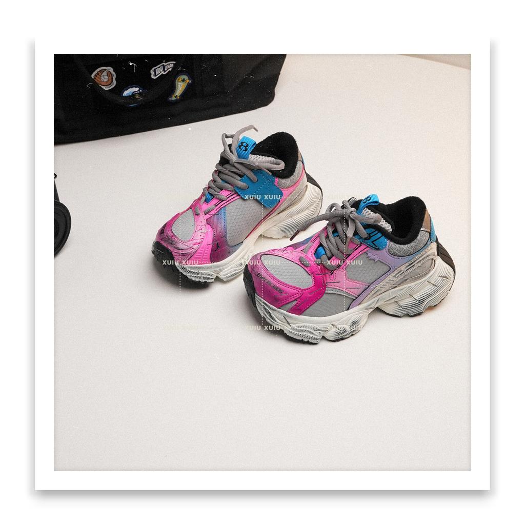 XSHX "Paris Staples" Children's Dad Sneakers Autumn and Winter Men's and Women's Velcro Parent-Child [Wenzhou Shoes]