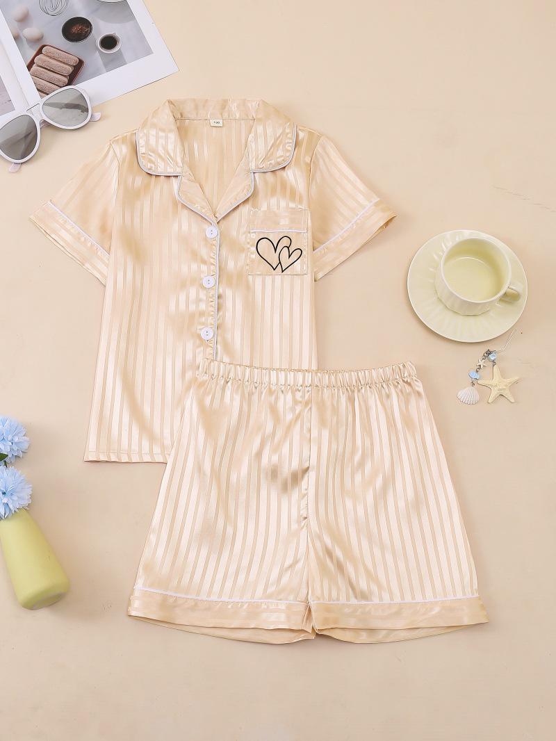 Girls Cartoon Short-Sleeve Pajama Set - Two Piece Size 130