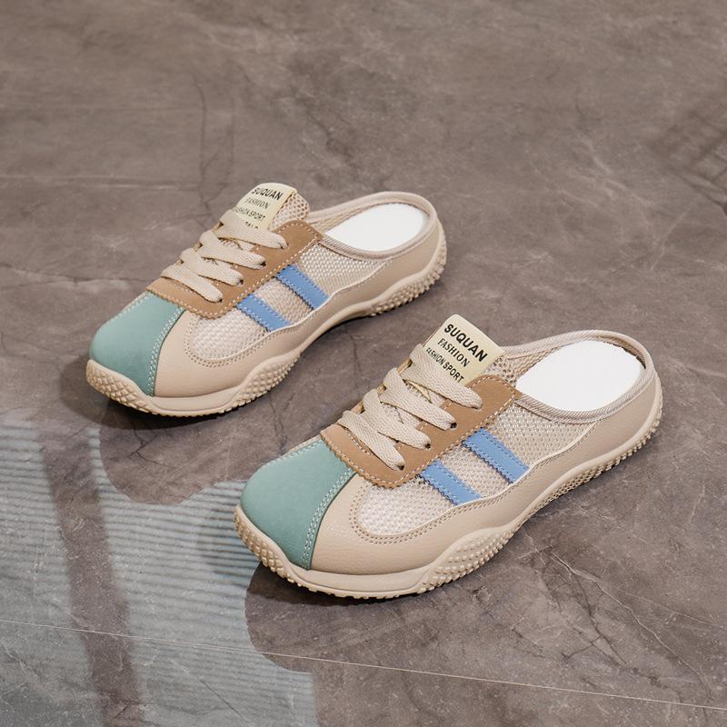 Women Shoes Summer New Breathable Mesh Half Drag Shoes Outdoor Comfort Non Slip Women Platform Sandals Casual Beach Shoes