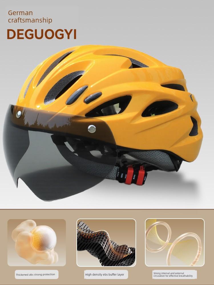 Yu Zhaolin Bicycle Helmet with Integrated Goggles, One-Piece Riding Helmet for Men and Women, Mountain and Road Bike Safety Helmet
