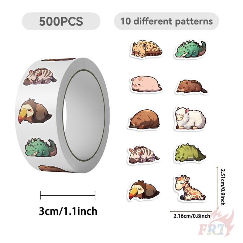 500Pcs/Roll Sleeping Animals Series 02 Kids Rewards Stickers - DIY Scrapbooks Album Decor Sealing Label Decals