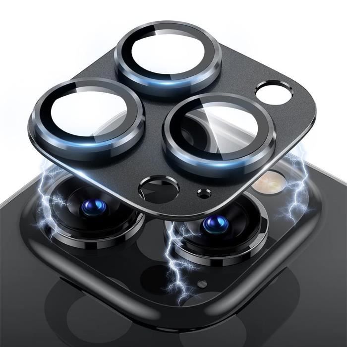 Film de protection en verre trempé - pour iPhone - pour iPhone 15 Pro/Pro Max - Noir - Résistant aux rayures - 0,3 mm