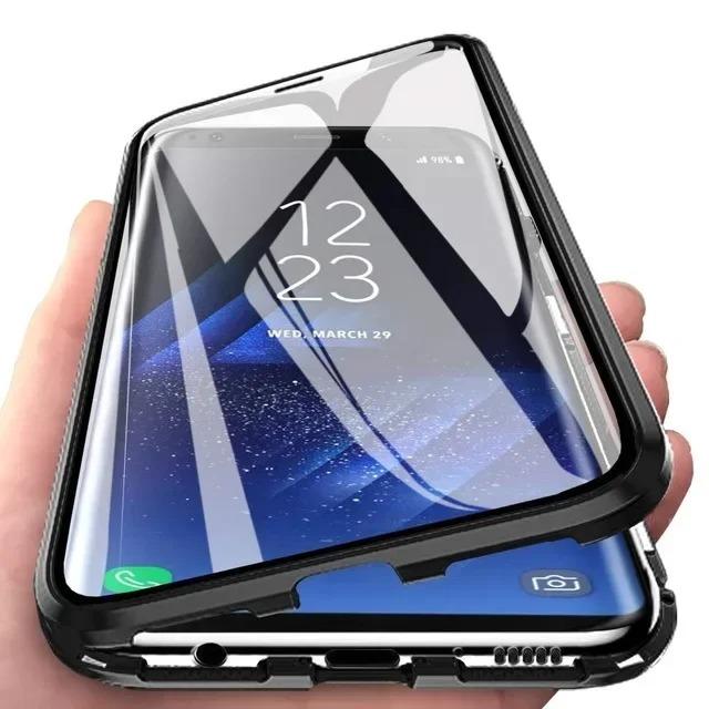 Plně ochranný kovový magnetický kryt pro Samsung A57/37/17/56/36/26/16/55/35/25 S26 ULtra s25 plus s24 Oboustranný skleněný kryt