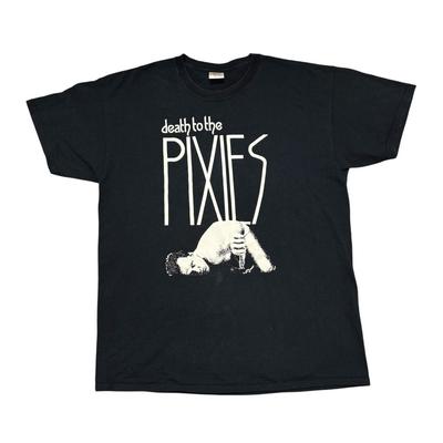 Vintage tričko Pixies Velikost L Černé Koncertní Rocková Kapela Tričko Hudební Merch Grafické Unisex Tričko