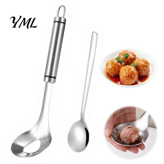 Food Grade Kitchen Utensils 2Pcs 304 Stainless Steel Meatball Maker, Non-Stick Scoop for Ice Cream Homemade Meatballs, Versatile Tool Fruit