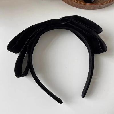 Elegant Velvet Bow Bezel Headband for Women Solid Color Bow Hair Band  Korean Retro Hairband Headwear Girls Hair Accessories