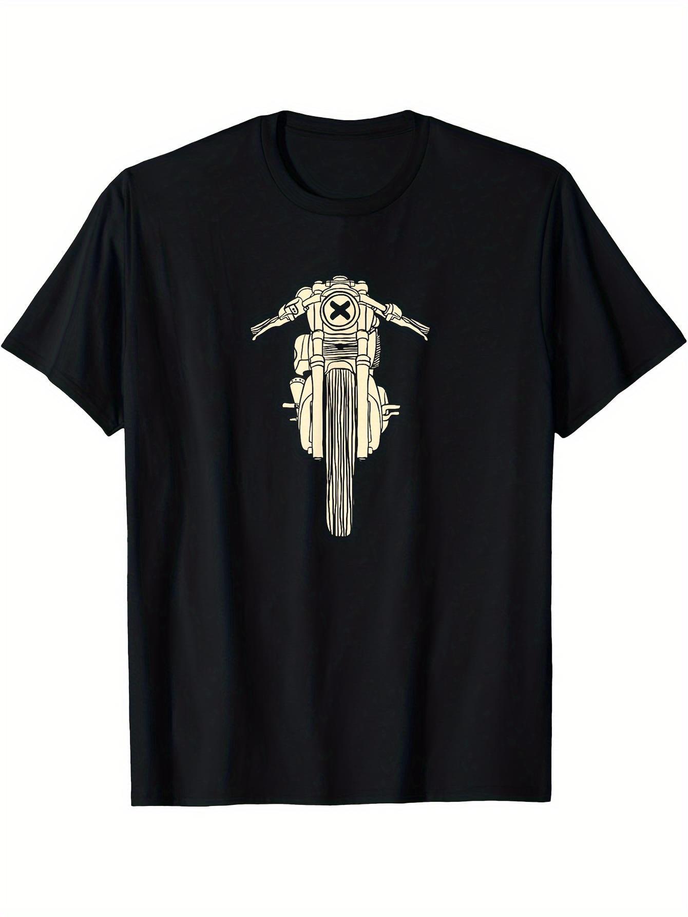 

Allseason Apparel S Vintage Hand-Drawn Cafe Bike Racer Graphic T-Shirt - Black Featuring Golden And White Design XXL