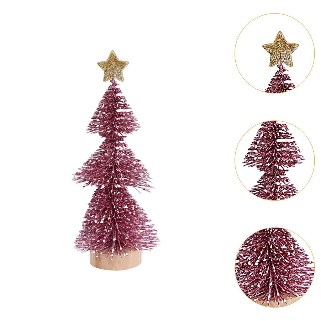 Artificial Mini Christmas Tree Christmas Decoration .84inch Sturdy with Wood Base with Snow for Party Xmas Crafting