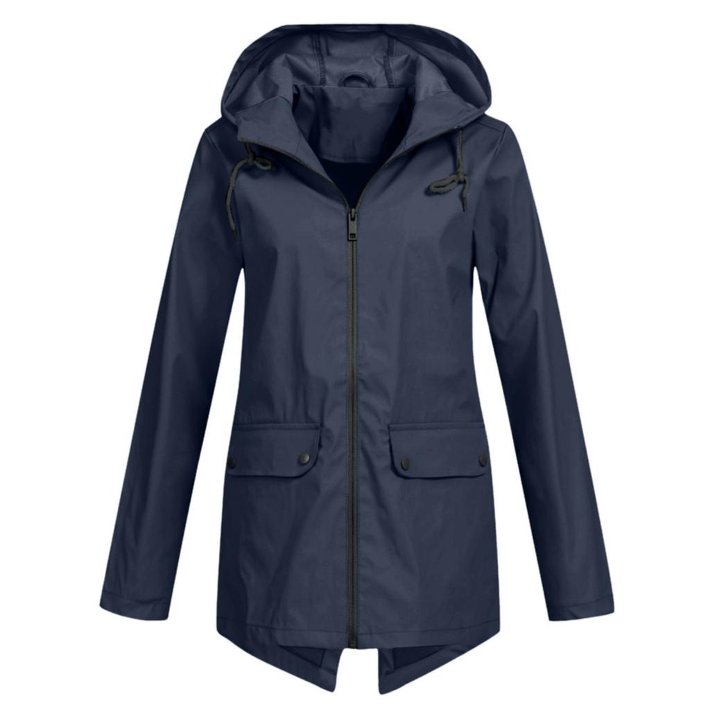 Damen Leichte Reißverschluss Kapuzen Windjacke Dünner Winddichter Outdoor-Mantel