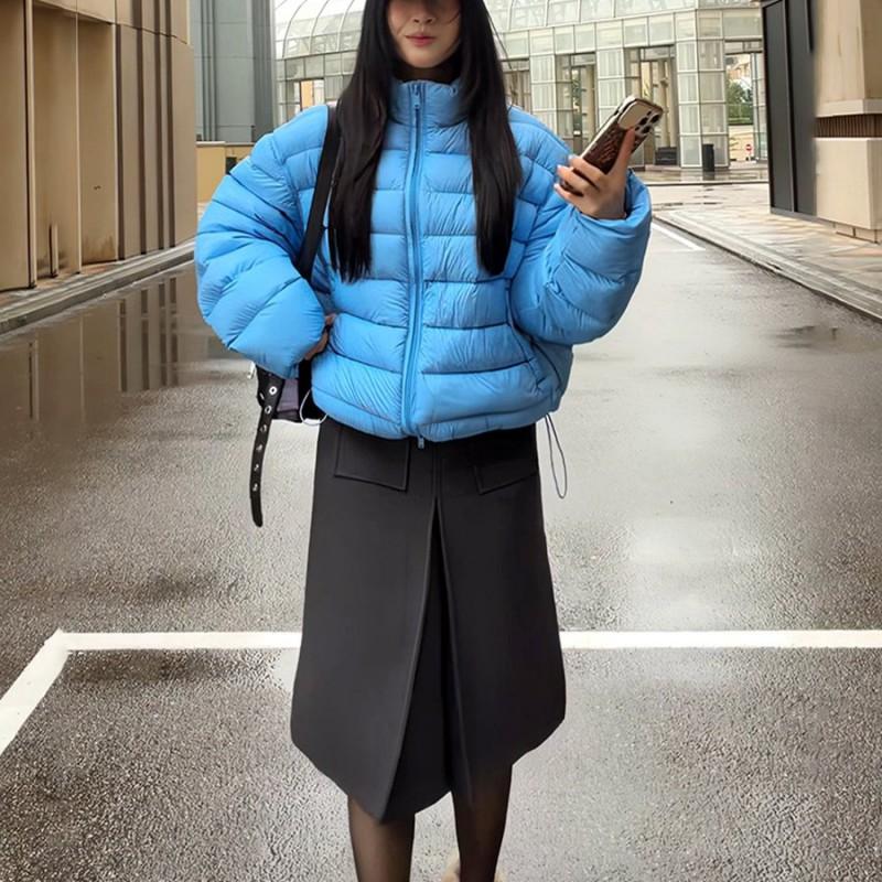 Womens Short Stand Collar Padded Coat 2026 Winter Slim Fit Versatile Solid Color Casual Outerwear