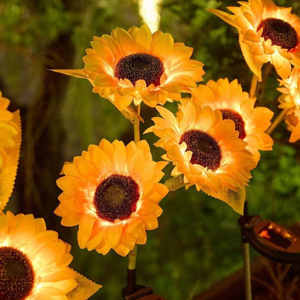 Waterproof Solar Sunflower LED Light Realistic Solar Stake Light Landscape Lawn Lamp  Patio Walkway