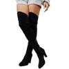 Große Größe dünne Absätze Overknee elastische dünne Stiefel für Damen 2025 neue Herbst- und Wintertemperament runde Spitze hohe Absätze Mode Stiefel für Damen
