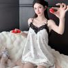 Ice and Snow Silk Satin Suspender Shorts Summer Women's Pajamas Ice Silk Printed Love Loungewear Set Live Stream