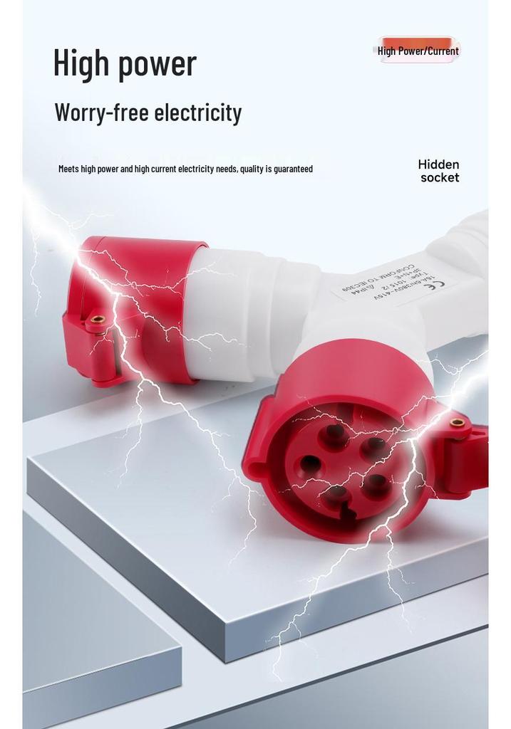 Three-Way Explosion-Proof Industrial Plug Y-Type Aviation Socket 32A/16A Waterproof Converter.