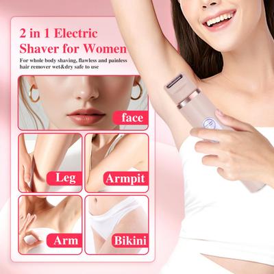 Yousheng Women Electric Shaver USB Rechargeable Double Head IPX7 Waterproof Portable Face Body Bikini Area Arm Leg Hair Removal Epilator Razor Trimmer