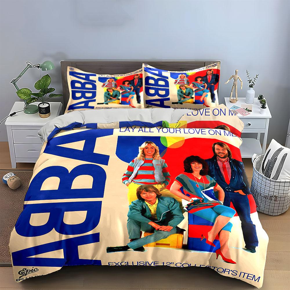 Set Copripiumino con Stampa Album Musicale Retro ABBA Copripiumino Federe (1*Copripiumino 2*Federe, senza piumino)