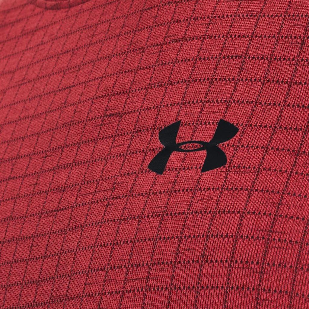 Under Armour Plaid Training Short Sleeve T-Shirt Men Tops Red 1376921-638
