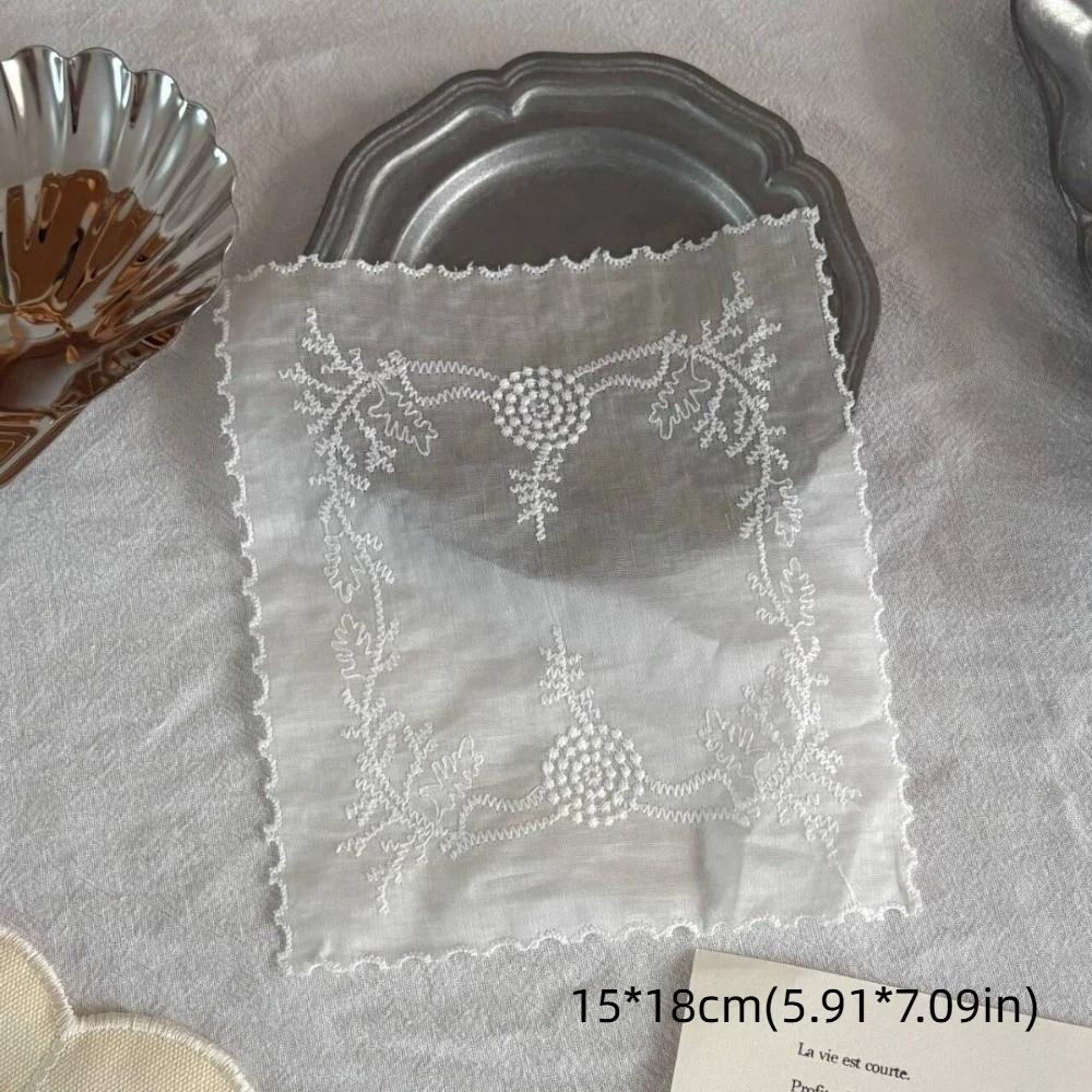 Soft Flounced Lace Placemats Flower Embroidered Cloth Napkins New Table Cup Mat  Photo Background