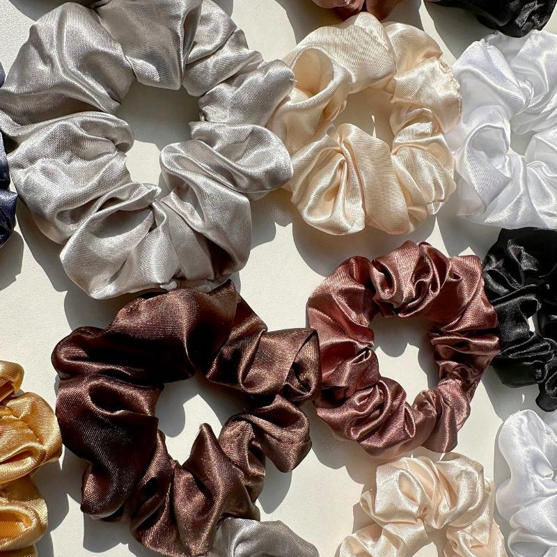 16 pçs Elásticos de Cabelo Scrunchies de Cor Sólida, Elásticos de Cabelo de Cetim Macio, Acessórios de Cabelo Casuais Versáteis para Mulheres Elásticos Scrunchy