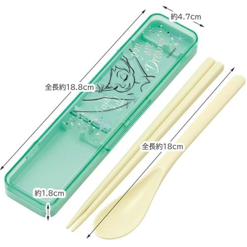 Skater Chopsticks and Spoon Set, Bento Box, Adult, Antibacterial, Combo Set, 18cm, Non-Clinking, Made In Japan, Disney, Peter Pan, Tinker Bell, CCS3SA