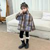 Girls Winter Plush Plaid Velvet Jackets Kids Thickened Cute Fleece-lined Clothes