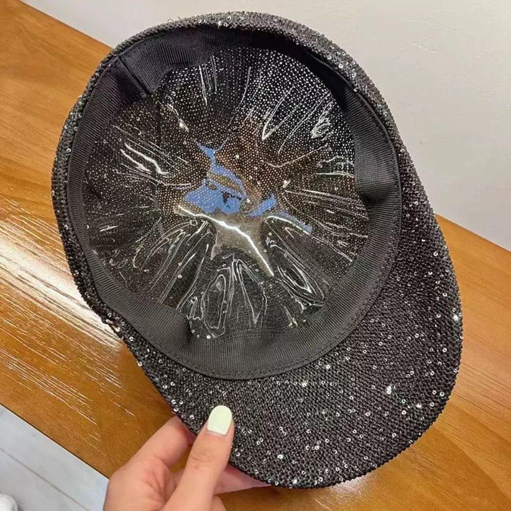 Leather Buckle Hollow Octagonal Hat Sun Protection Peaked Cap Breathable Hat  Spring Summer