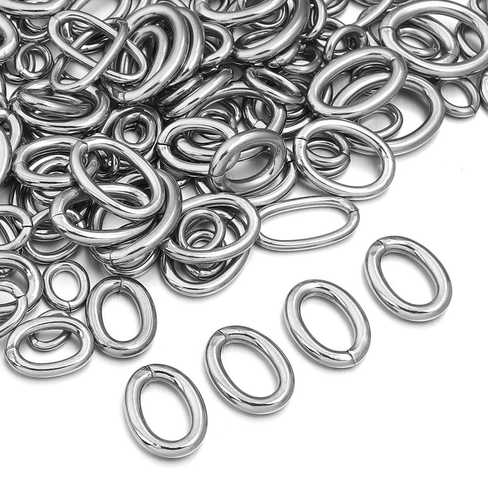 20pcs/lot Oval Stainless Steel Open Jump Rings Connectors Split Rings For DIY Bracelets Jewelry Making Materials Accessories