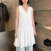 Women Lace Splice V-Neck Casual Sleeveless Long Tank Tops