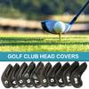 10Pcs Golfs Iron Head Cover with Big Number for Long Neck Golfs Club Head Thick Synthetic PU Leathers Golfs Head Cover