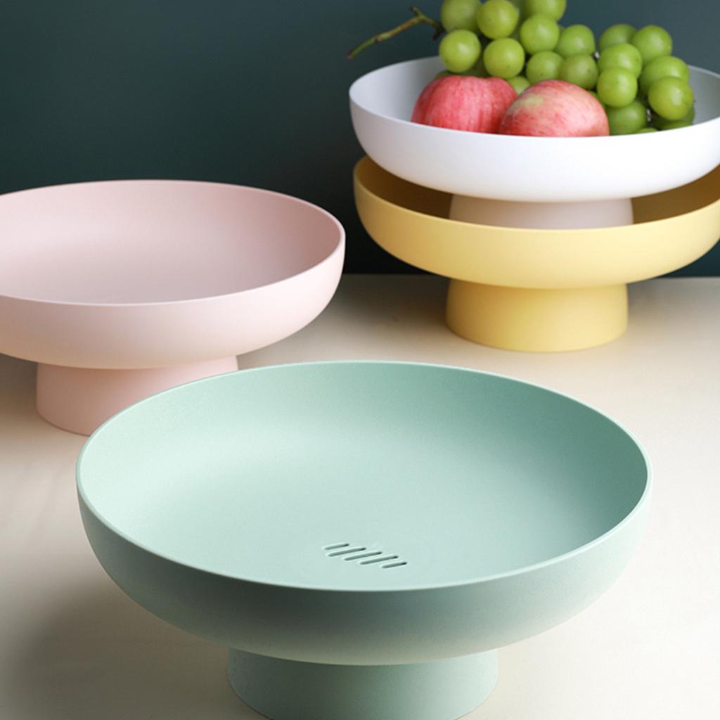 Fruit Dish Round Drain Fruit Basket Modern Style Container for Kitchen Counter Table Centerpiece