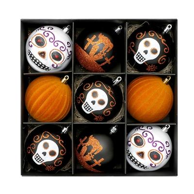 Scary Terror Skull Printing Balls Halloween Ornament Pumpkin Cat Decors Get Your Terror Skull Ornament Balls Set
