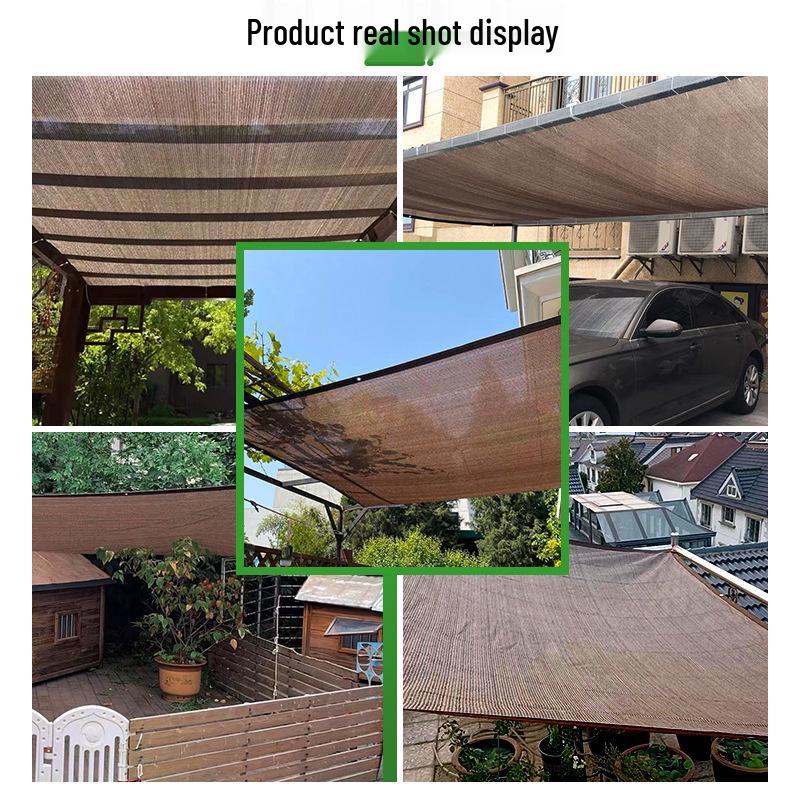Coffee Sunshade Net with Edge Binding & Punch Holes - Outdoor Privacy and Sun Protection for Balconies & Gardens