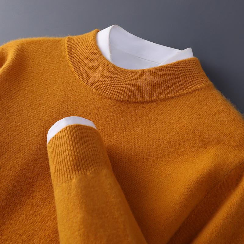 

Men s Autumn Winter 100% Wool Half-High Collar Sweater - Fashion Casual Luxury Knitwear XXL (80-95 kg)