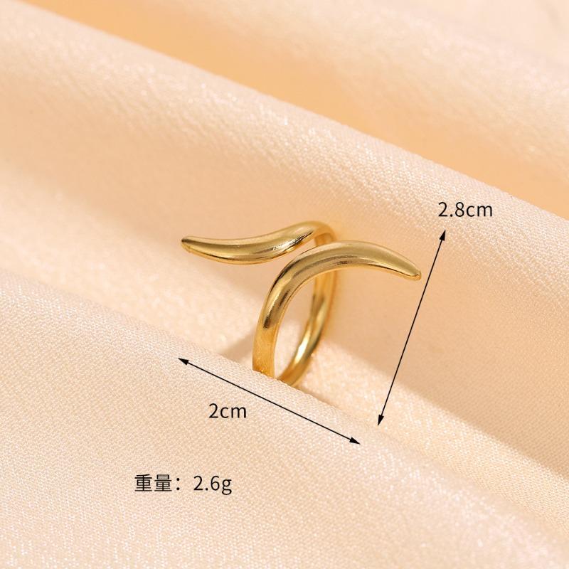 Stainless steel ring - open band - vintage geometric line design - oil pressed titanium steel