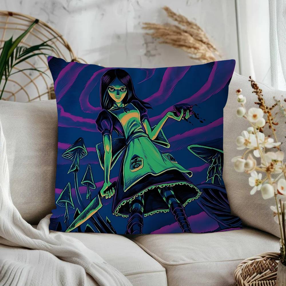 

A-Alice Madness Returns Movie Pillow Gifts Home Office Furnishings Bedroom Sofa Car Cushion Cover Case 45x45cm 12x12Inch